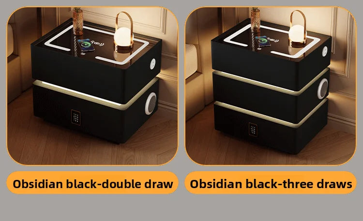 Floating LED Bedside Table Smart Nightstand with Wireless Charging Luxury Modern 2-Tier Storage Drawer Compact Bedroom Furniture