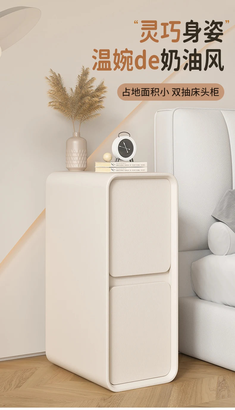 20cm French Modern Minimalist Style Bedside Table Small Ultra-narrow Gap Minimalist Mini Side Cabinet Home Furniture