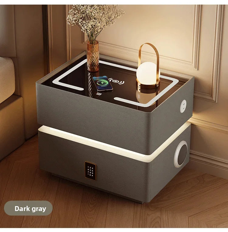 Floating LED Bedside Table Smart Nightstand with Wireless Charging Luxury Modern 2-Tier Storage Drawer Compact Bedroom Furniture