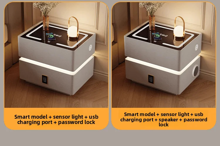 Floating LED Bedside Table Smart Nightstand with Wireless Charging Luxury Modern 2-Tier Storage Drawer Compact Bedroom Furniture