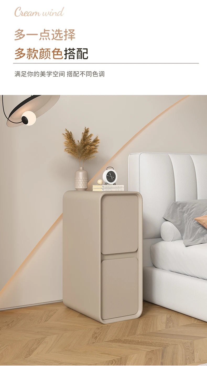 20cm French Modern Minimalist Style Bedside Table Small Ultra-narrow Gap Minimalist Mini Side Cabinet Home Furniture