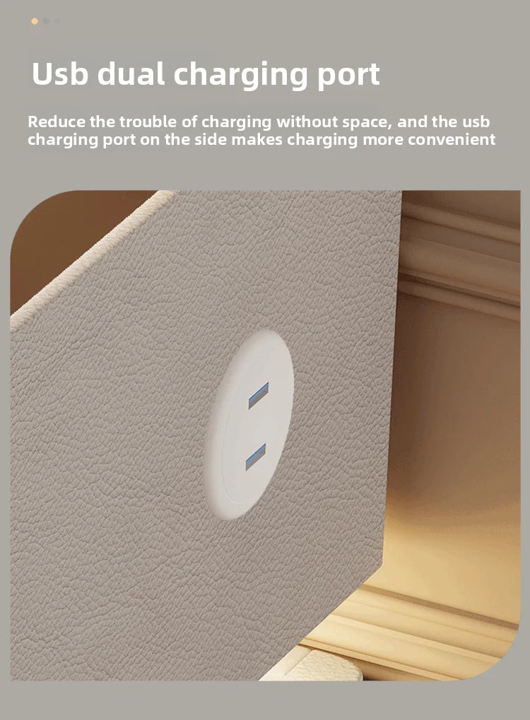 Floating LED Bedside Table Smart Nightstand with Wireless Charging Luxury Modern 2-Tier Storage Drawer Compact Bedroom Furniture