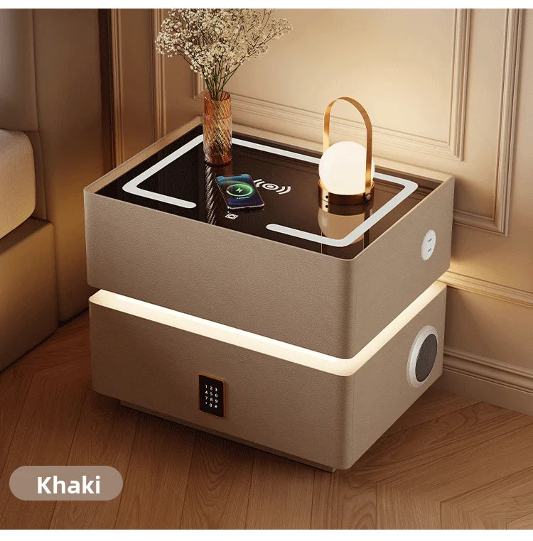 Floating LED Bedside Table Smart Nightstand with Wireless Charging Luxury Modern 2-Tier Storage Drawer Compact Bedroom Furniture