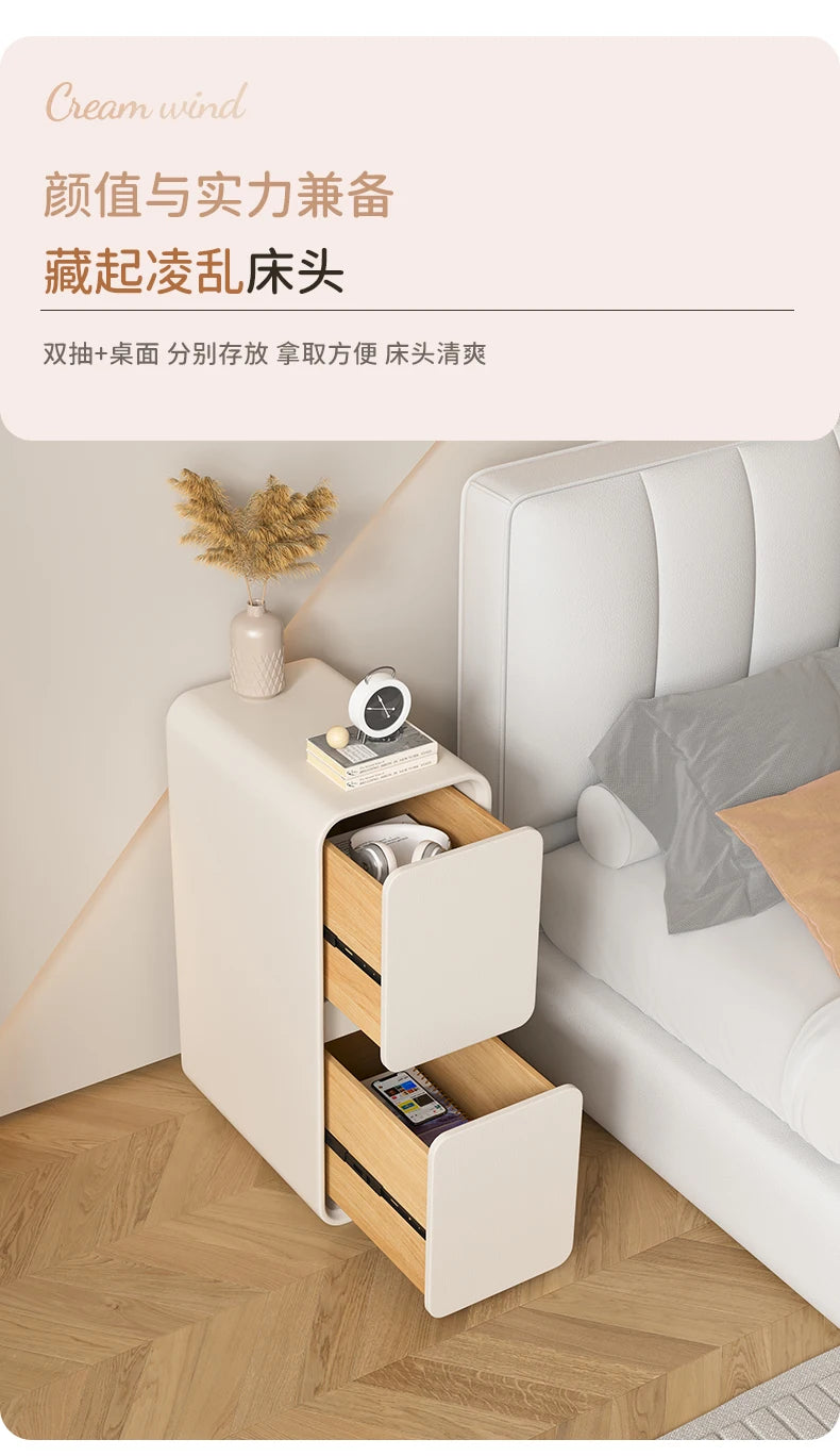 20cm French Modern Minimalist Style Bedside Table Small Ultra-narrow Gap Minimalist Mini Side Cabinet Home Furniture