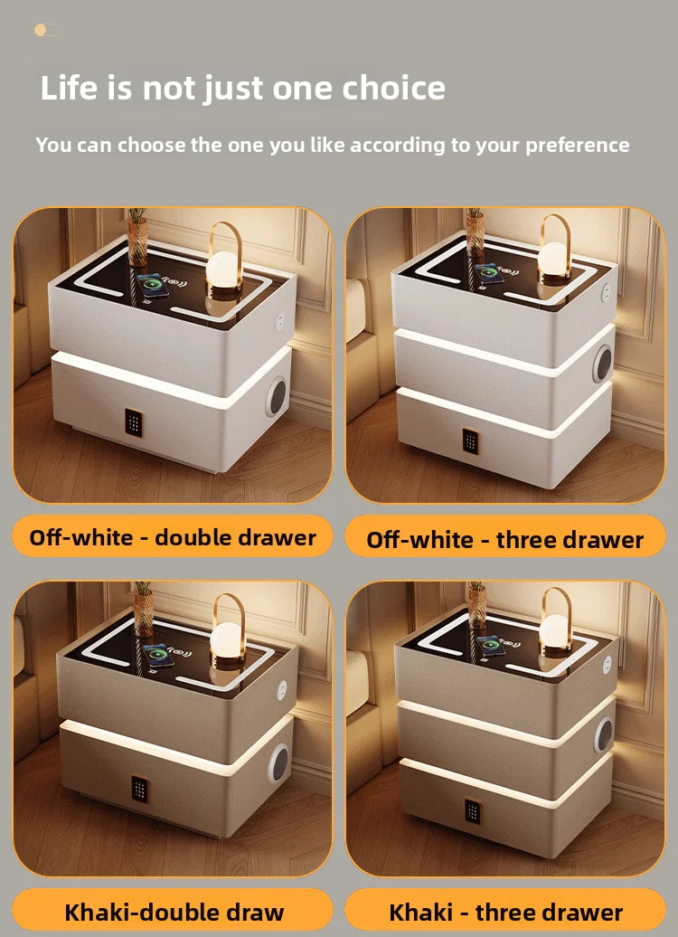 Floating LED Bedside Table Smart Nightstand with Wireless Charging Luxury Modern 2-Tier Storage Drawer Compact Bedroom Furniture