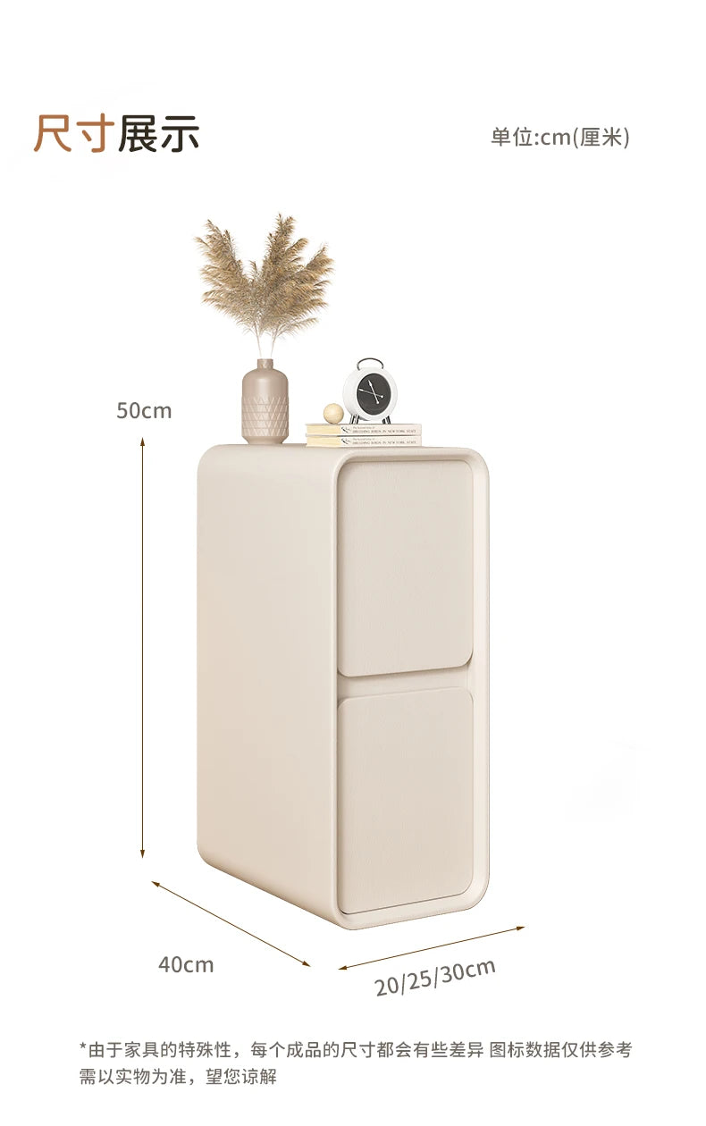 20cm French Modern Minimalist Style Bedside Table Small Ultra-narrow Gap Minimalist Mini Side Cabinet Home Furniture